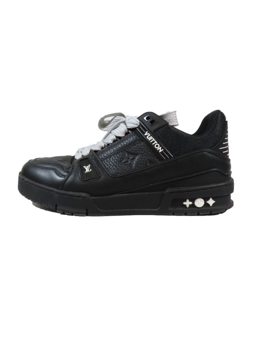 Louis Vuitton LV Trainers Line Monogram Low Cut Leather Sneakers Black 6.5